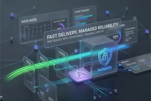 Automation delivery timeline with reliability checkpoints.
